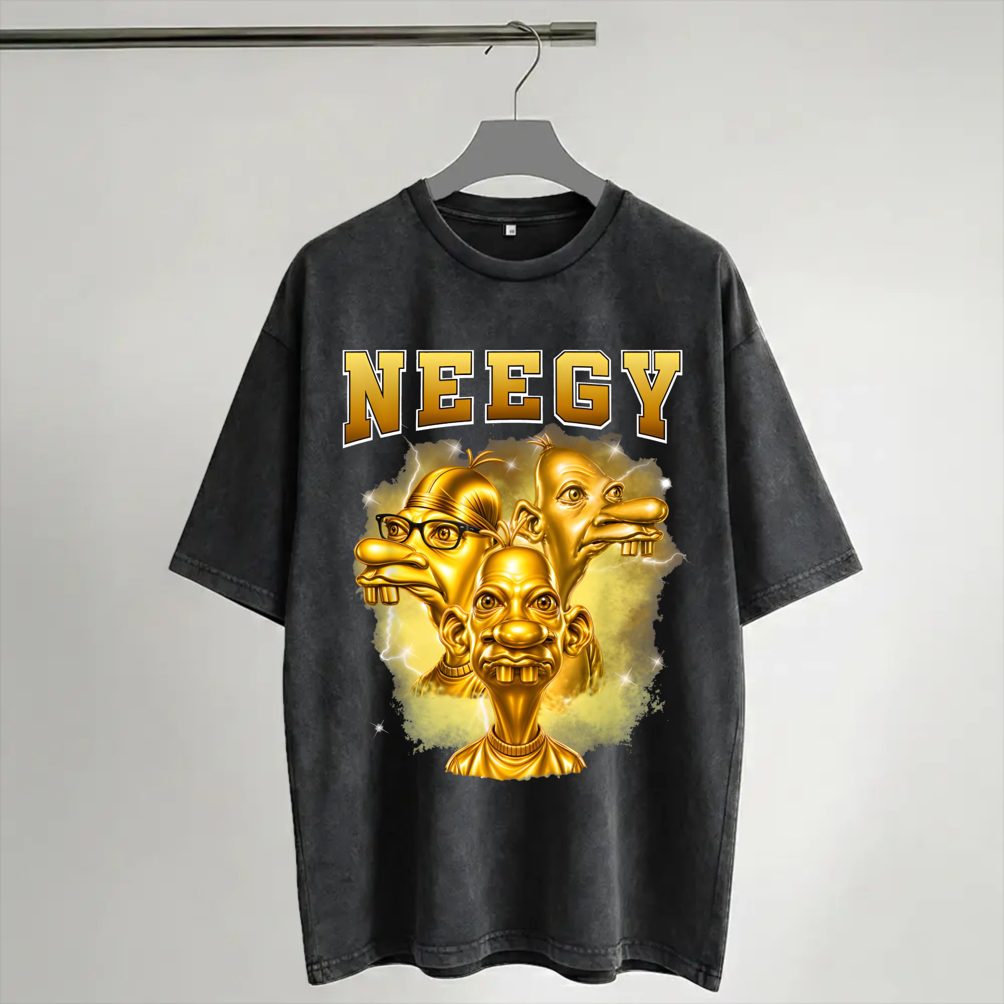 Street Fashion Gen Z - Koszula Harajuku z efektem sprania, złoty