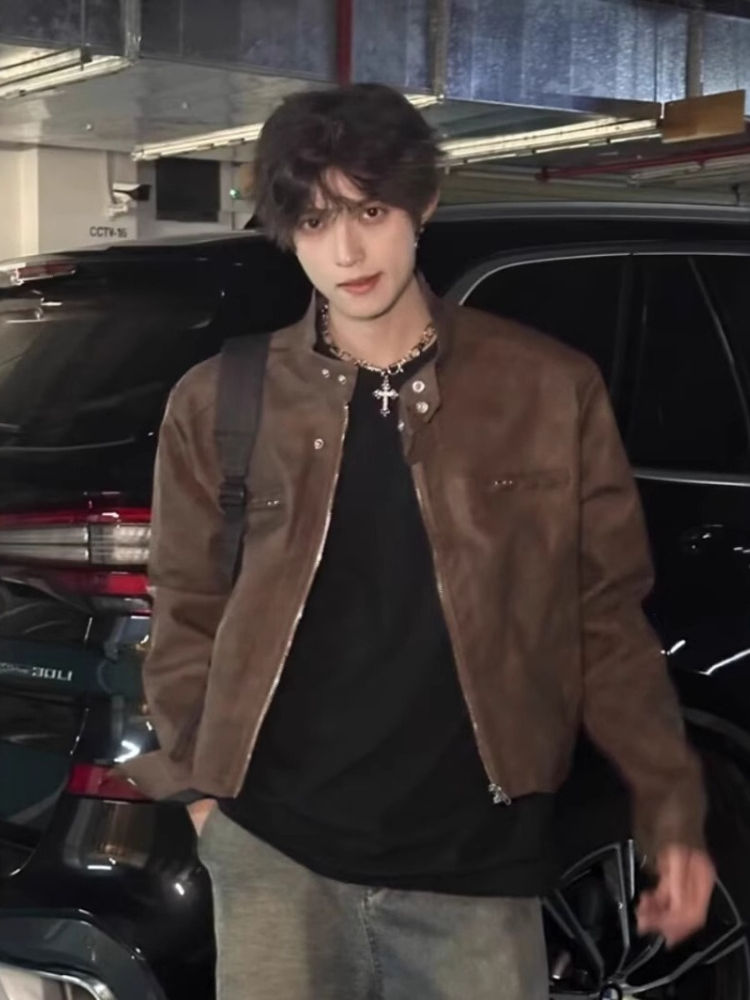 Street Fashion Japan Brand - Kurtka męska ze skóry PU w
