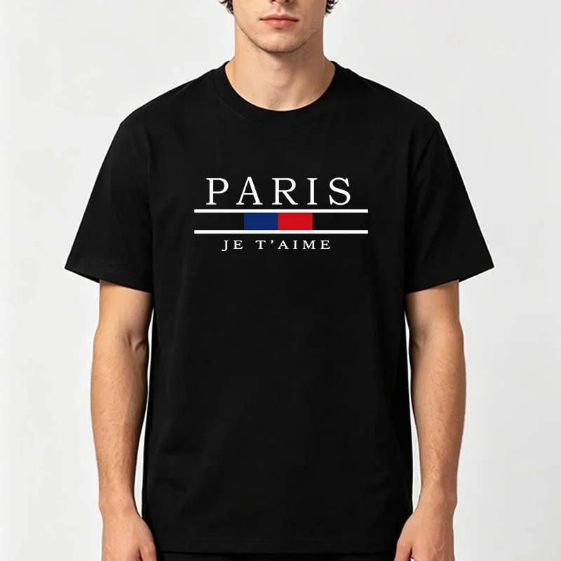 Street Fashion Paris - Męskie koszulki z grafiką Paryża, letnie,