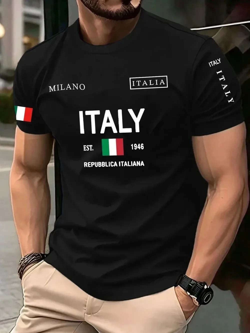 Street Fashion In Milan - Koszulka męska 3D z nadrukiem europejsko-amerykańskich
