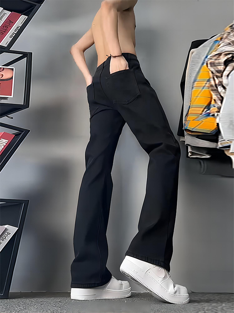 Street Fashion Co - Męskie czarne dżinsy Cleanfit z prostymi