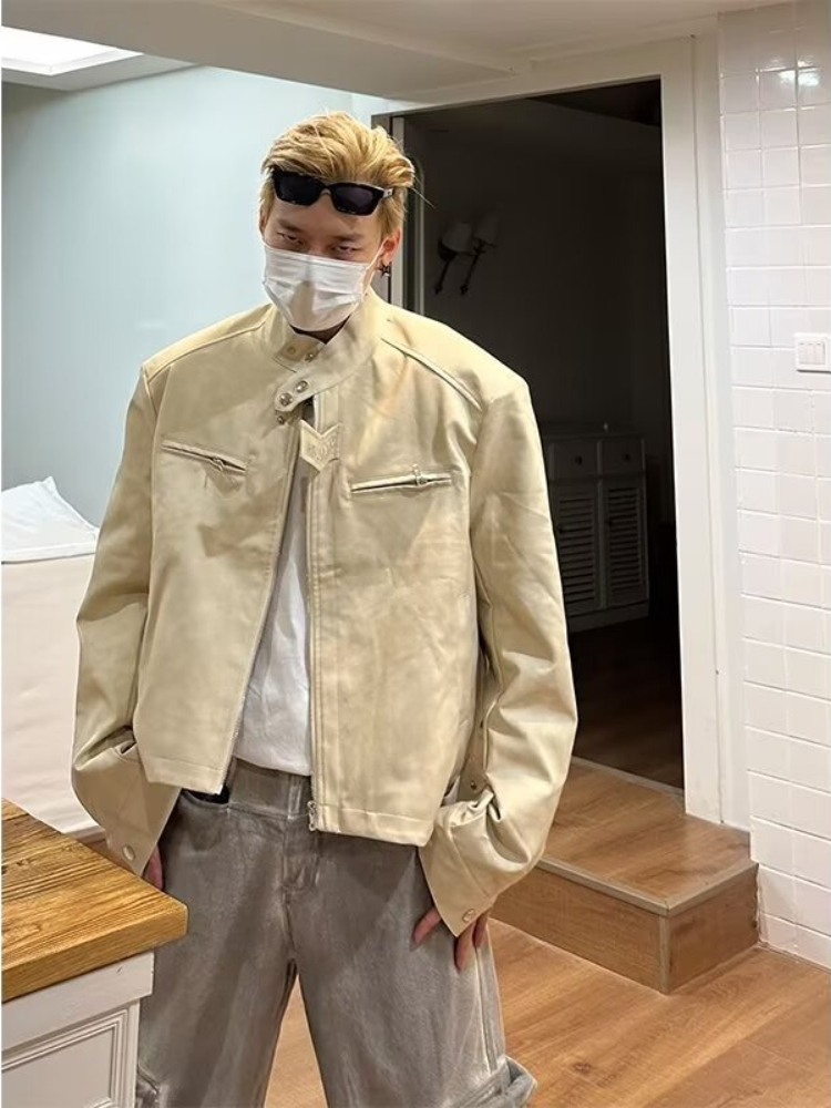 Kurtka męska ze skóry PU w sty – Street Fashion Japan Brand recenzja i cena